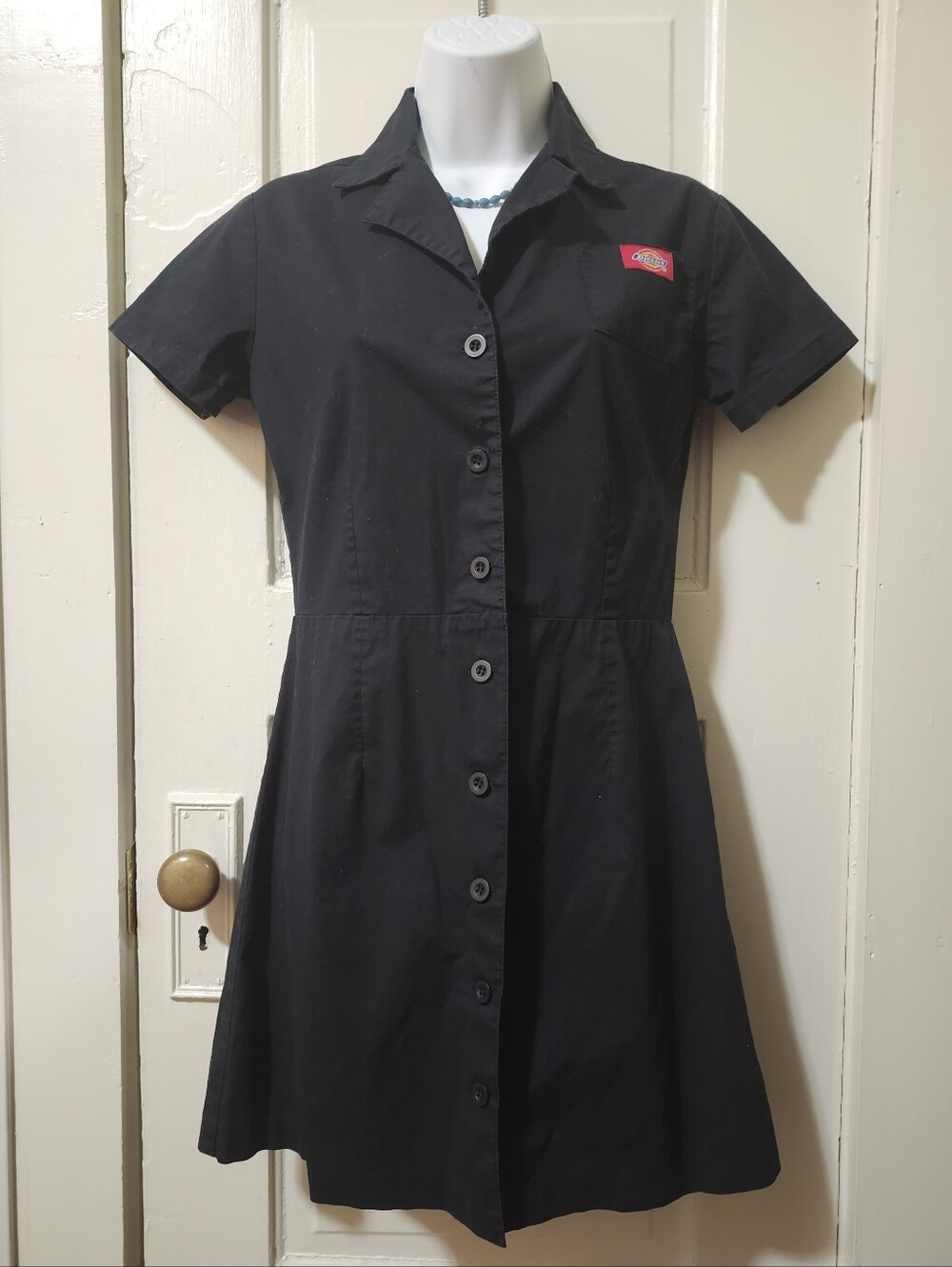 Y2K Dickies Black Mini Shirt Dress